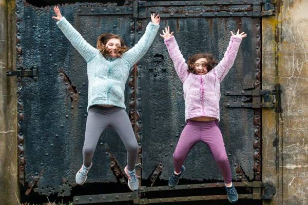 Fort Canby is a great place for children to explore Children jumping at Fort Canby