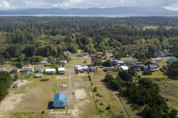 Arial view of 3 vacation rentals near each other