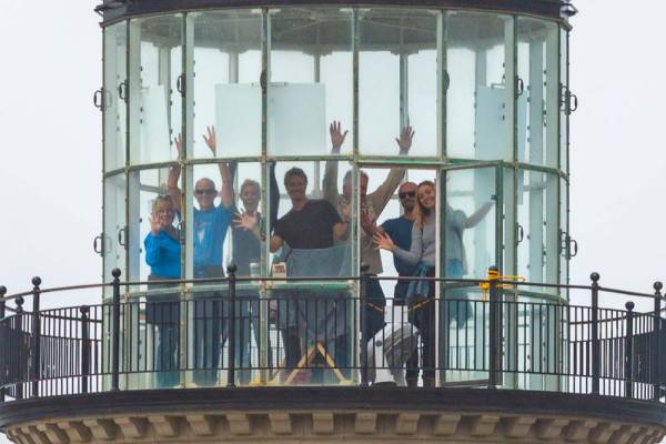 Visitors love experiencing the Lighthouses People enjoying the views inside North Head Lighthouse