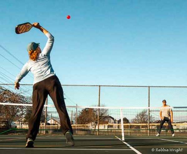 Ocean Park Washington has a dedicated courts for pickleball Serving pickleball in outdoor court