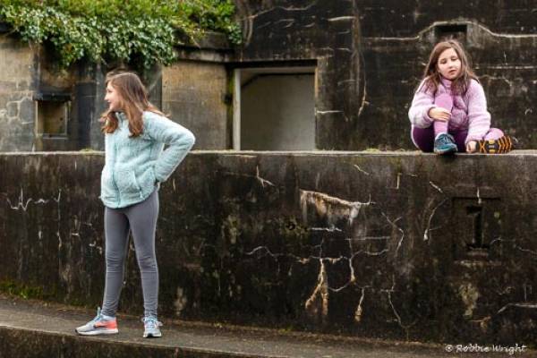 Free to the public to explore is the Fort Canby bunkers overlooking the Pacific Ocean Kids playing at Fort Canby State Park