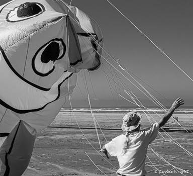 Man flying kite