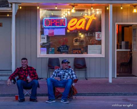 Two men in front of eatery Long Beach WA