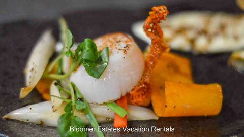 Fine dining scallop dish Scallop dish served at the Salt Pub in Ilwaco WA