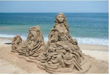 Sand sculptures on the beach  in Long Beach Washington