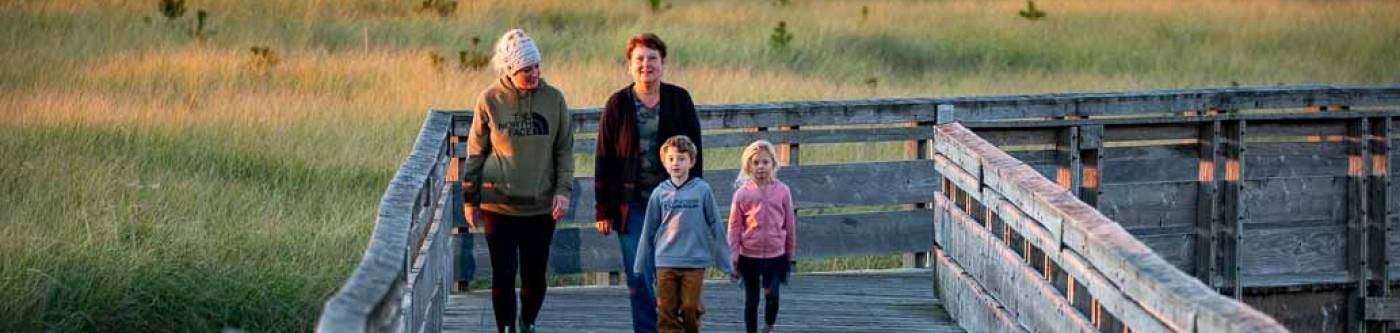 Family walking on Long Beach Boardwalk